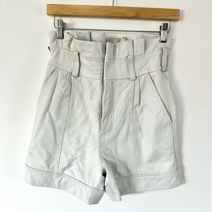 Walter Baker Velda Off-White Lambs Leather Paper Bag High-Waisted Shorts Size XS